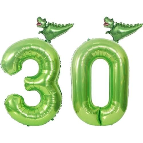 2Pc/Lot 40Inch Green Foil Number Balloon 39Cm Dinosaur Head Helium Ball Birthday Party Decorations Kid Baby Shower Air Globos