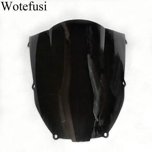 Wotefusi Black Motorcycle Windshield Trim Shadow For Kawasaki ZX-6R 00-02 Windscreen [CK511]
