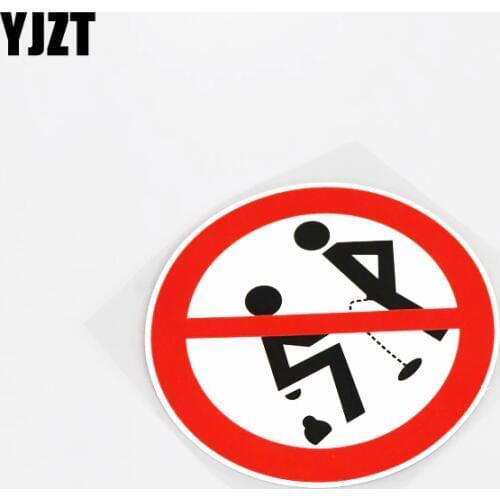 YJZT 13.6CM*13.6CM Interesting Warning Prohibit Urinate Reflective Decal Car Sticker PVC 13-0110