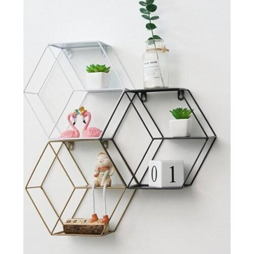 Iron Wall-mounted Shelf Home Decor Wall Decor Storage Rack Shelves Wall Mounted Hanging European Room Decoration Display Stand
