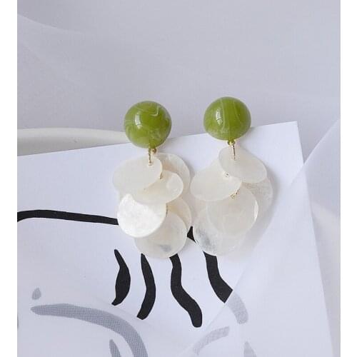 Shiny Side New Accessories Shell Geometric Stud Earrings for Women Fashion Jewelry Acrylic Beads Earrings