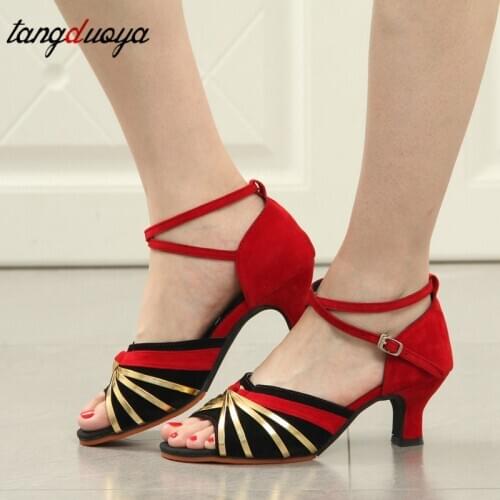 New Womens Latin Dance Shoes Ballroom Salsa Dance Shoes Tango Ladies Girls Comfortable Satin Dancing Shoes for women heels 5cm