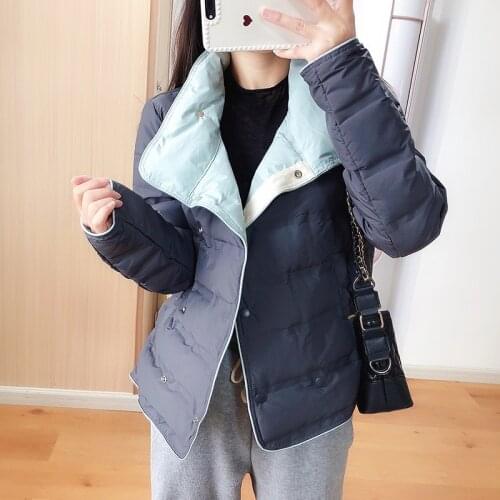 Women White Duck Down Coat 2021 Winter New Female Puffer Jacket Turn-Down Collar Loose Casual Thicken Warm Oversize Lady Outwear