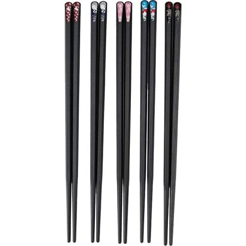1 Pair Japanese Chopsticks Black Fiberglass Food From China Baguette Chopstick Kitchen Utensils Dining South Korea Tableware