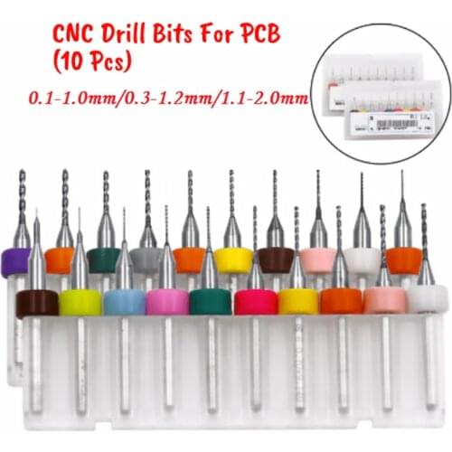 10pcs/set 0.1mm to 2.0mm PCB Mini Drill Bit Tungsten Steel Carbide For Print Circuit Board CNC Drill Bits Machine