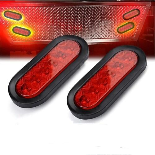 2PCS Trailer Taillight LED Trailer Light Truck 6 LED Sealed RED 6" Oval Stop Turn Tail Light Waterproof Pickup Truck Lights 12V