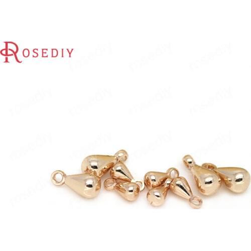 20PCS 3*6MM 4x8MM 24K Champagne Gold Color Plated Brass Drop Shape End Beads High Quality Diy Jewelry Accessories