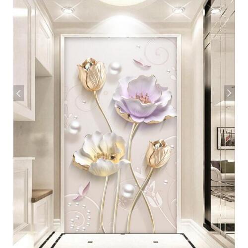 3d Floral Wall Mural Hallway Photo Wall Paper for Living Room papel pintado pared rollos papel de parede wall papers home decor
