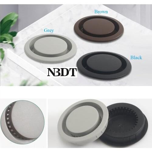 50Pcs Round ABS Plastic Air Vent Ventilation Furniture Cabinet Closet Invisible Grille Brown Black Grey