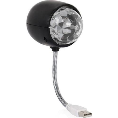 ABUI-USB Disco Ball Lamp, Rotating RGB Colored LED Stage Lighting Party Bulb with 3W Book Light, USB Powered (Black)