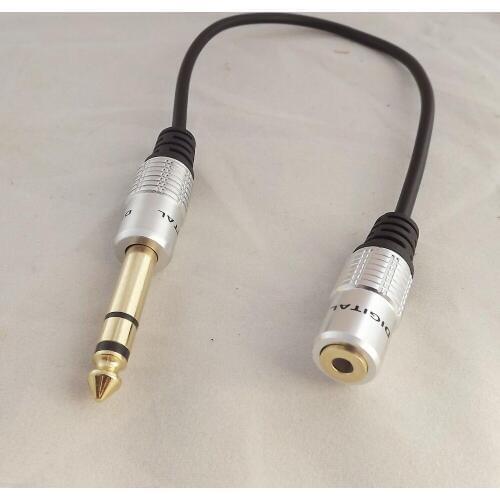2pcs 6.35mm 1/4" Male Plug To 3.5mm 1/8" Female Jack Stereo Mic Audio Cable 30cm 12in