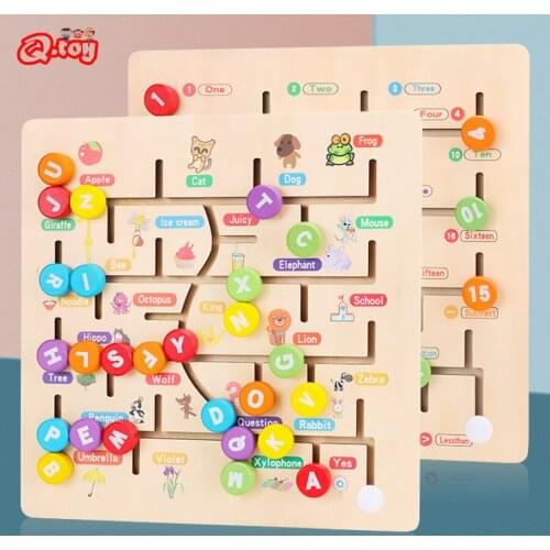 Children Preschool Toy Number Alphabet Maze Game Puzzles Board Montessori Wooden Early Cognitive Educational Toysf for Kids