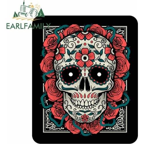 EARLFAMILY 13cm x 10.5cm for Halloween Scary Print Skull RV Decal Anime Decoration Cartoon Car Stickers Motorcycle Personality