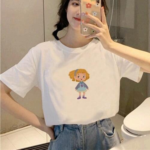 Kawaii Girls T Shirt Summer Short Sleeve Women Lady Tops Tshirt Oversized Womens Aesthetic Tee Casual T-Shirt Female Clothing