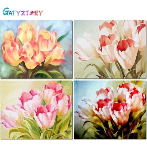 Gatyztory Frame Painting By Numbers Canvas Drawing FlowerHandpainted Kits Acrylic Paints Art Unique Gift Home Wall Decor