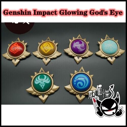 Genshin Impact Elemental Glowing Weapon Game Project Cosplay Props Fire Water Thunder Rock Wind Ice 6 Color Gods Eye Kids Toys