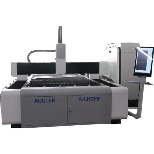 China Jinan AccTek best configuration fiber laser cnc cutter milling machine AKJ1530F with 1800W Yaskawa servo motor on Y axis