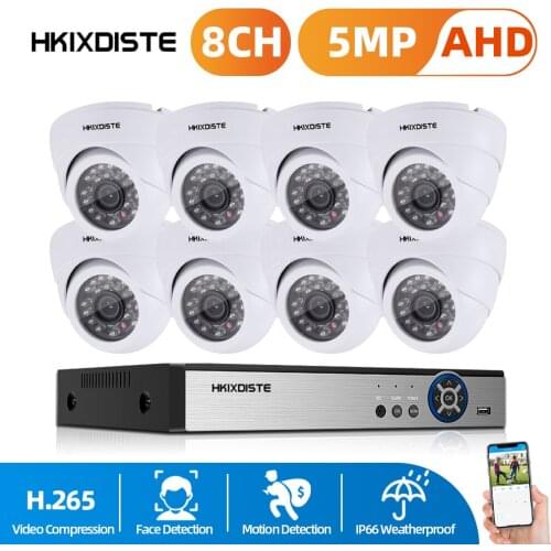 5MP H.265+ 8CH AHD DVR Kit CCTV Security Camera System 8Pcs 5MP Face Record AHD Camera Alarm Remote Video Surveillance DVR Set