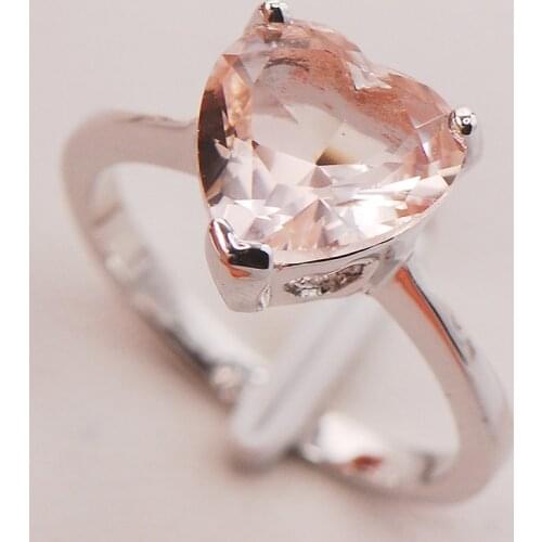 Morganite Women 925 Sterling Silver Ring F771 Size 5 6 7 8 9