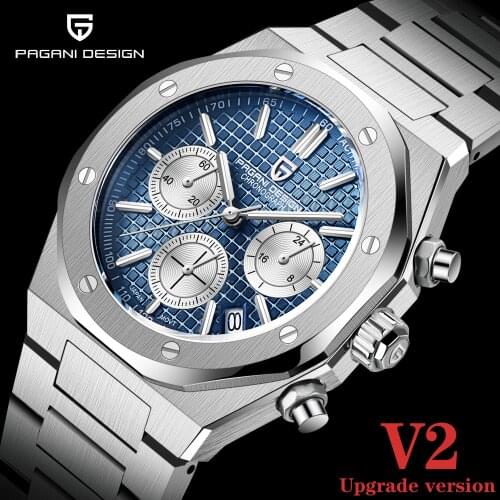 2021 New PAGANI Design Mens Sports Quartz Watches Top Brand Sapphire Stainless Steel 200m Waterproof Chronograph Reloj Hombre