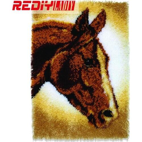 Latch Hook Rug Kits DIY Needlework Unfinished Crocheting Rug Yarn Cushion Mat Horse Embroidery Decorative Carpet Free Shipping