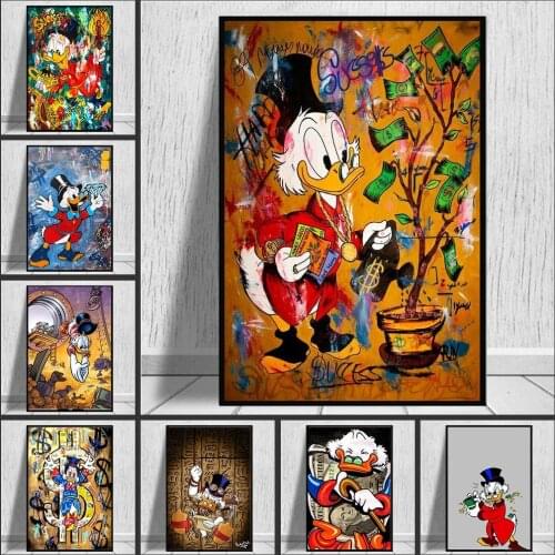 Graffiti Wall Art Disney Donald Duck Money Canvas Painting Noerdic Poste Print Living Kids Room Home Decor Disney Anime Picture
