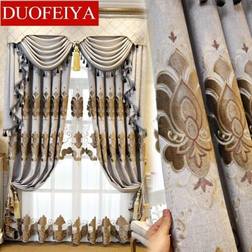New Curtain High-end Luxury European Embroidery Shading Customized Products Curtains for Living Dining Room Bedroom
