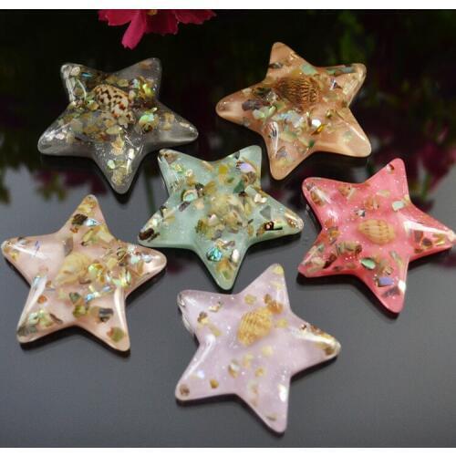 New Design 30pcs/lot Colorful Cartoon Stars/Starfish Shape Flatback Resin Cabochon Diy Jewelry Decoration Hair Accessory