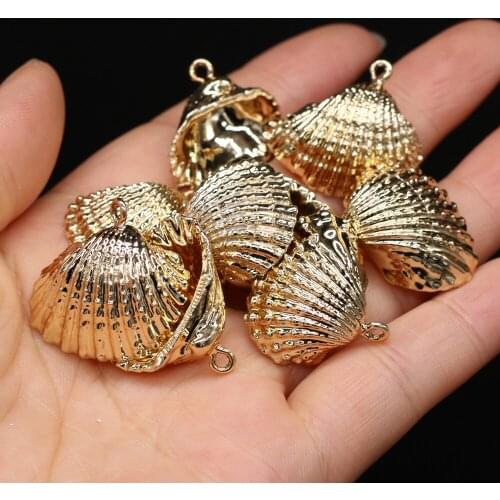 Wholesale Gold-plated Natural Striated Shell Pendants for DIY Handmade Necklace Earrings Gift Jewelry Making Crafts Findings