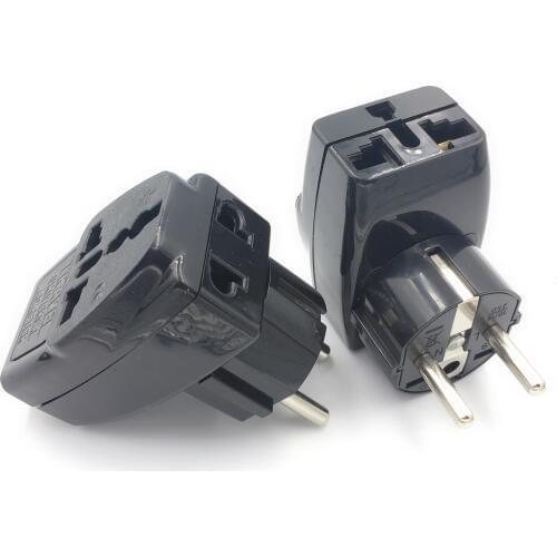 Wholesale CE 250v 16a India US UK AU swiss to eu Grounded Universal 2 in 1 Russia Germany french Schuko Plug Adapter Type E/F