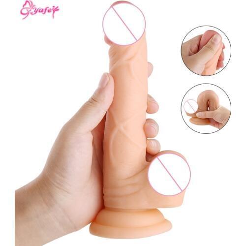 Realistic Fake Soft Dildo for Women Flexible Silicone Penis G Spot Vagina Massager Clitoris Stimulator Masturbator Sex Toys