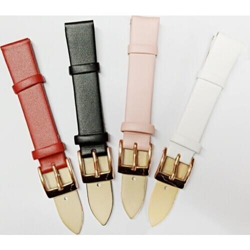 Genuine Leather 16mm Pink Strap Rose Gold Buckle Band High Quality Universal 12mm Wrist Belt Watch Accessories