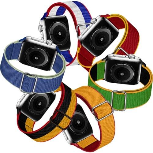 Braided Nylon Strap For Apple Watch Series 2 3 4 5 6 7 SE International Elastic Adjust Bracelet iWatch Band 38mm 40mm 42mm 44mm