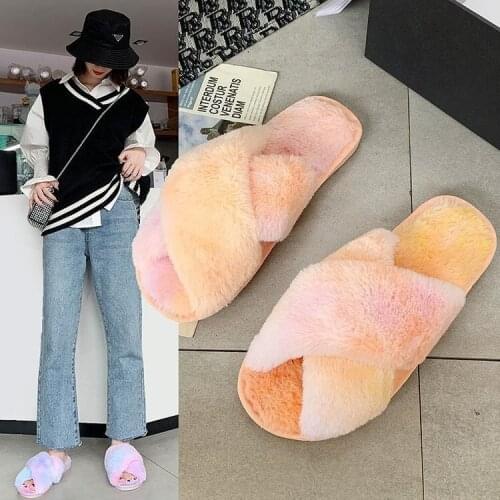 Soft Plush Cotton Cute Slippers Shoes Couple Unisex Non-Slip Floor Indoor Home Furry Slippers Women Shoes For Bedroom flip flops