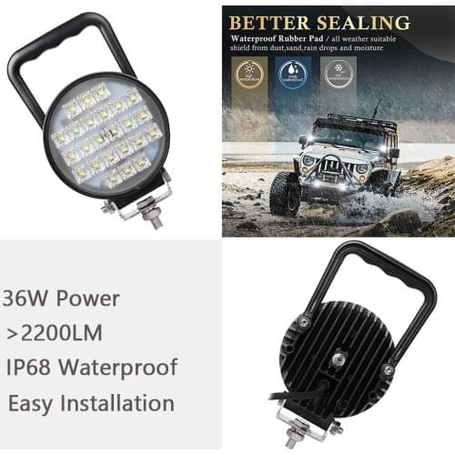 Led Work light 36W Led Bar Round Flood light Offroad Work Light Waterproof 6000K LED Tractor Headlight Bulbs For Car Truck SUV