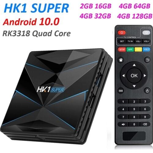 5pcs HK1 Super Android 10.0 Smart TV BOX RK3318 4K 3D Utral HD 4G 128G Max TV Wifi Play Store Free Apps Set top Box