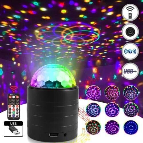USB Bluetooth Stars Moons Stage Lights Bar LED Disco Projector Lights Christmas Room Decor Remote Voice Control RGB Strobe Light