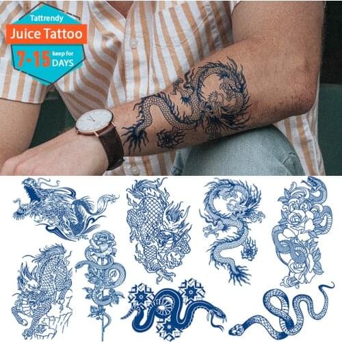 Dragon temporary tattoos for men women tattoo sticker arm sleeve back sexy body art tattoo juice ink long lasting snake anime