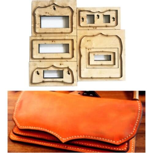 Japan Steel Blade DIY Punching leather craft long folded wallet knife mould template set wooden die hand leathercraft tools