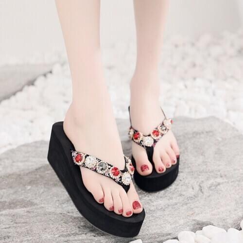 Women Casual Summer Flat Beach Slippers Female Crystal Flatfo Slides Slipper Shoes For Girls Fashion Woman Leisure Footwear 2019