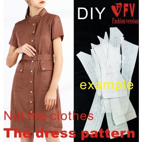 Women small collar waist dress clothes pattern cutting structure design drawings BLQ-481