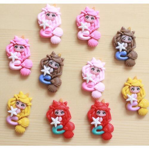 10pcs/lot kawaii flatback resin cartoon characters mermaid with unicorn horns resin cabochons accessories