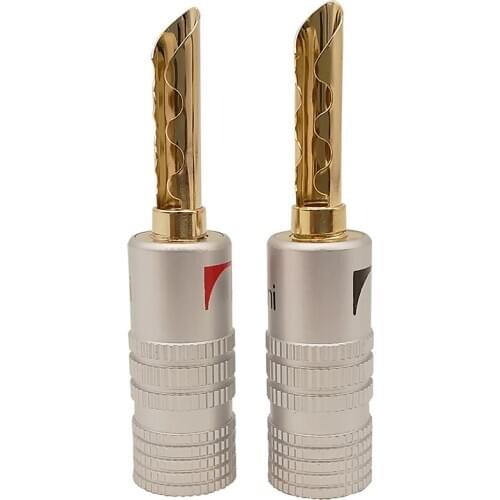 2Pcs 4mm Speaker Banana Plug Connector Gold-plated 4mm Banana Male Plug Connector Double Screws Locking 4mm Banana Plug Adapter