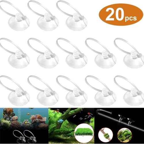 20 Pcs Aquarium Suction Cups Fish Tank Suction Cups Clip Hooks with Adjustable Cable Ties for Plants Planter Binding Moss Nest