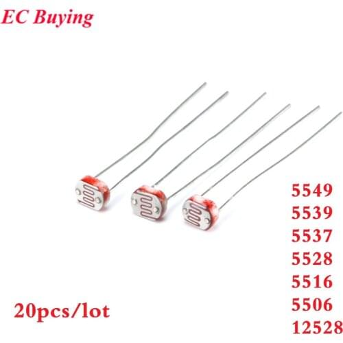 20pcs Light Dependent Resistor resistance Light Sensitive Photoelectric Photoresistor 5549 5539 5537 5528 5516 5506 12528 gl5 12