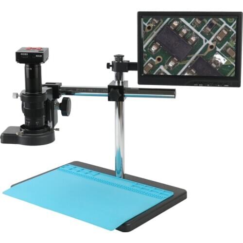 21MP 1/2" 1080P HD HDMI Freely Adjustable Stand Industry Video Microscope Camera 180X 300X C Mount Lens For Phone PCB Soldering