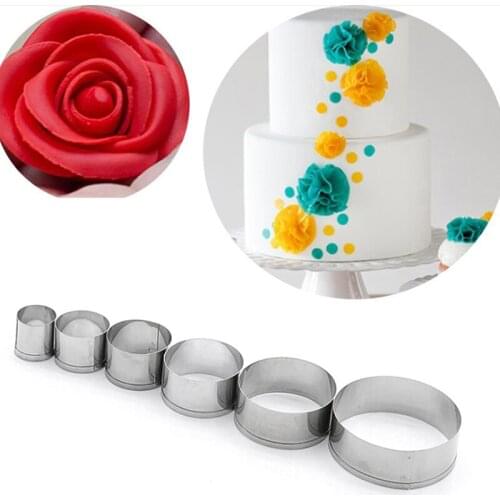 6Pcs/set Circle Cake Cutter Mold Stainless Steel Round Circle Shaped Cookie Cutter Biscuit Molds Silver Stocked Eco-Friendly