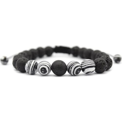 8mm rope Chakra Healing malachite Reiki Buddha Prayer Yoga Bracelet ujjg3 adjusted Macrame Matte Volcanic Stone Bangles