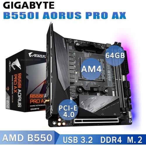 AMD B550 Gigabyte B550I AORUS PRO AX Motherboard AM4 DDR4 64GB Desktop B550 Placa-Mãe AM4 PCI-E 4.0 HDMI-compatible M.2 SATA III