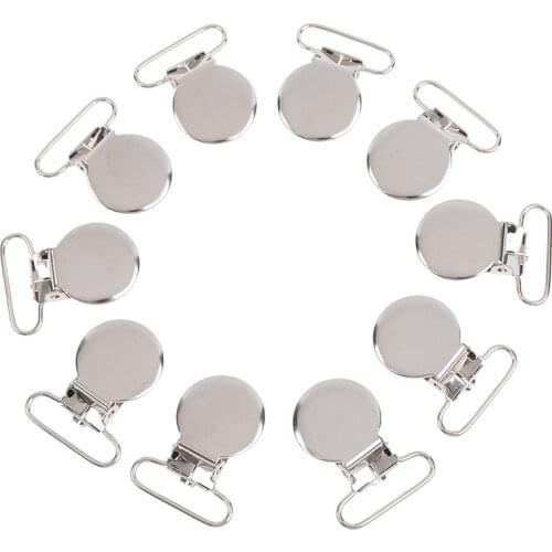Free shipping 100pcs per lot Sliver round top metal suspender clips wholesale suspender clips pacifier clips hot selling
